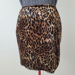 Vintage Mariposa M Collection Velvet Texture Leopard Print Skirt